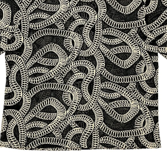 Zara Jacquard Shirt With Contrasting Details Top M Black Embroidery NEW - Picture 9 of 11